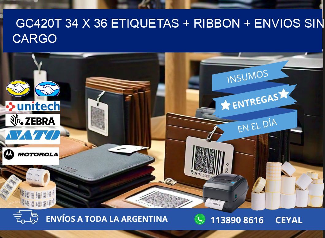 GC420T 34 x 36 etiquetas + ribbon + envios sin cargo