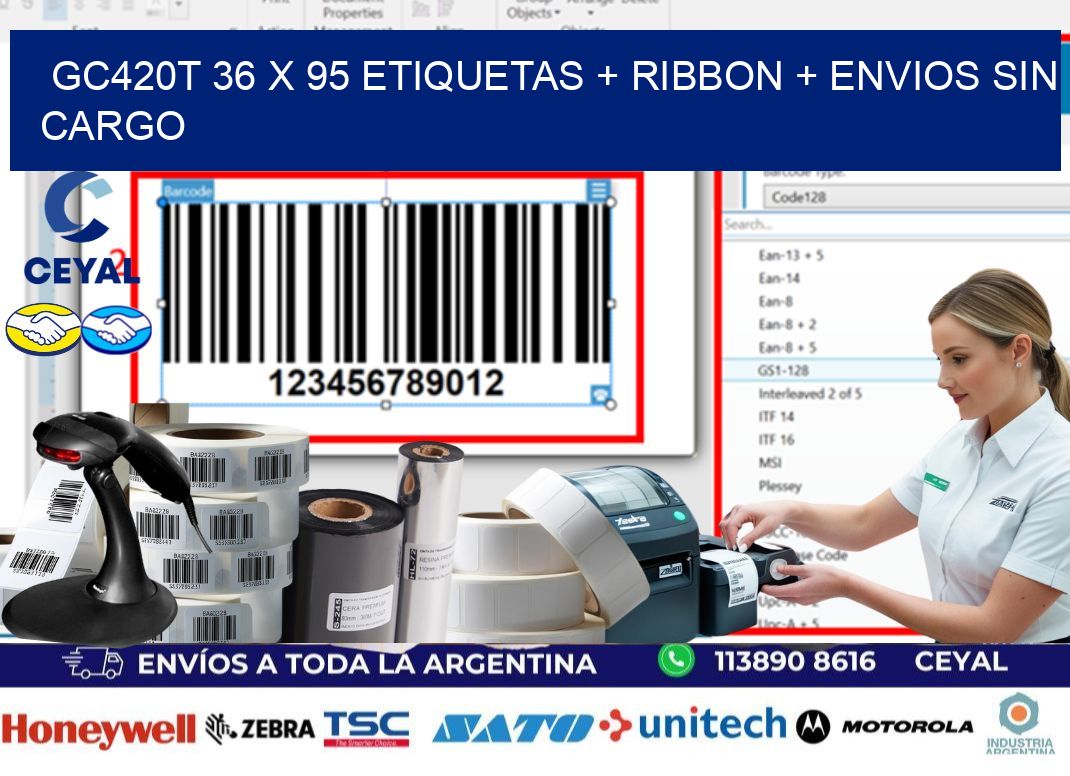 GC420T 36 x 95 etiquetas + ribbon + envios sin cargo