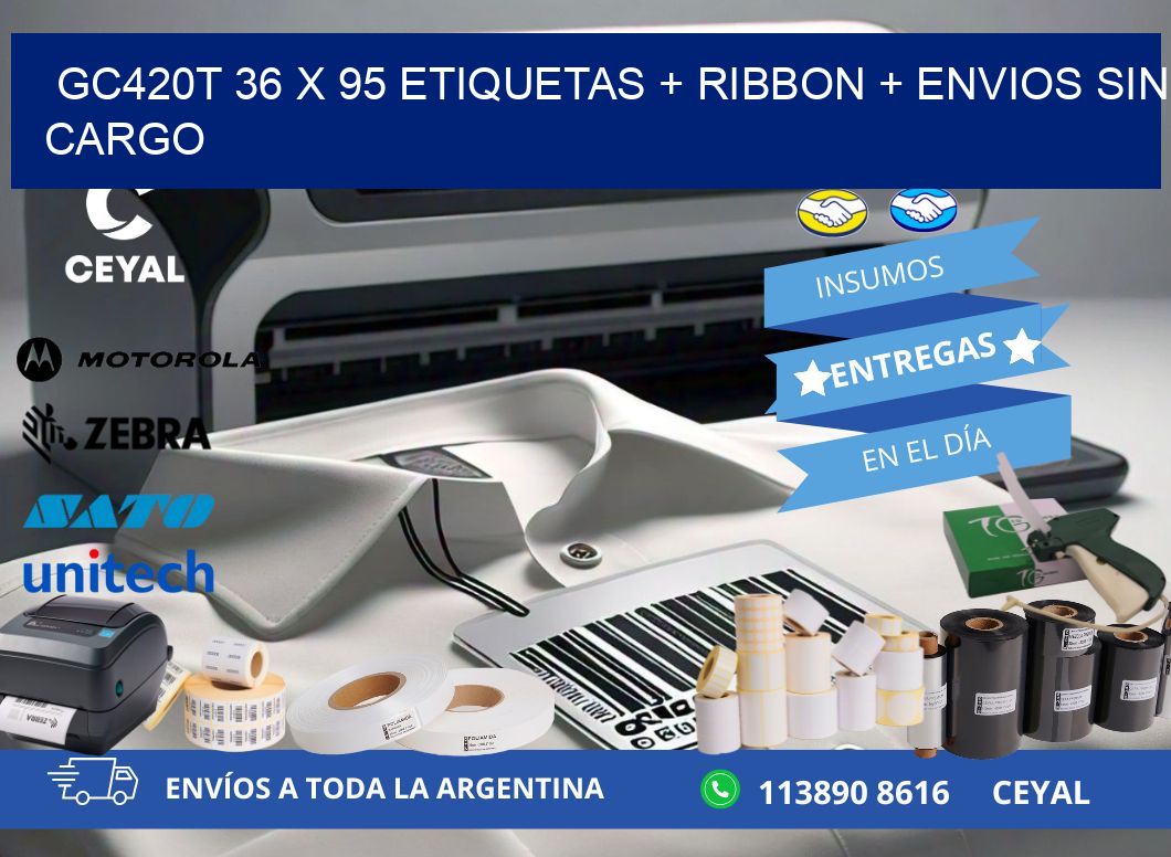 GC420T 36 x 95 etiquetas + ribbon + envios sin cargo