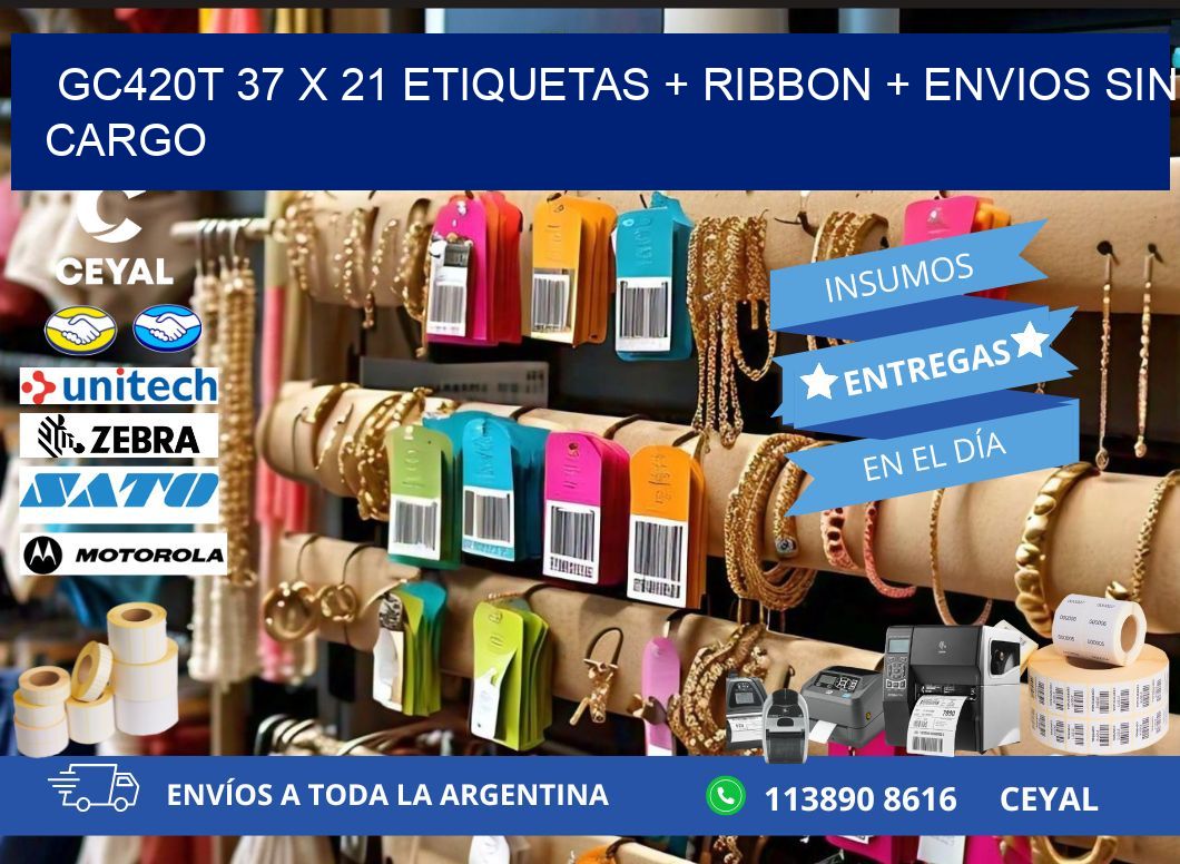 GC420T 37 x 21 etiquetas + ribbon + envios sin cargo