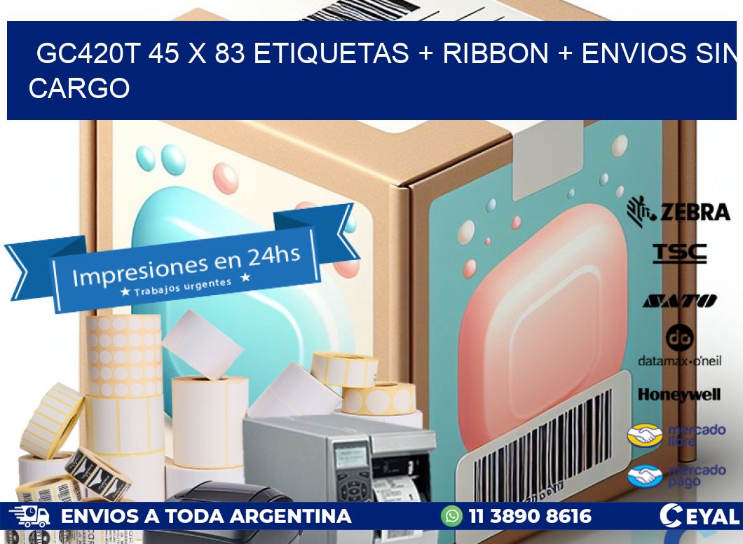 GC420T 45 x 83 etiquetas + ribbon + envios sin cargo