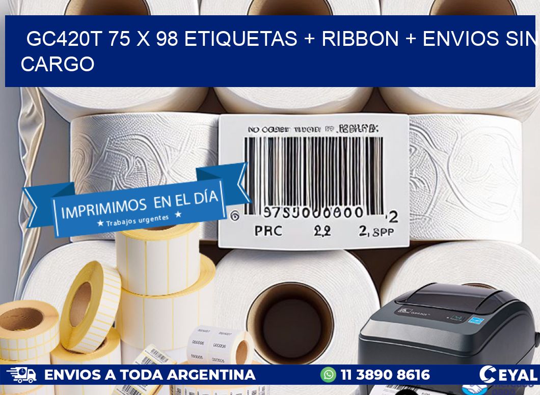 GC420T 75 x 98 etiquetas + ribbon + envios sin cargo