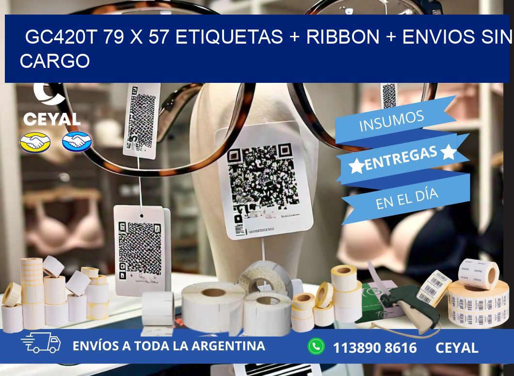GC420T 79 x 57 etiquetas + ribbon + envios sin cargo