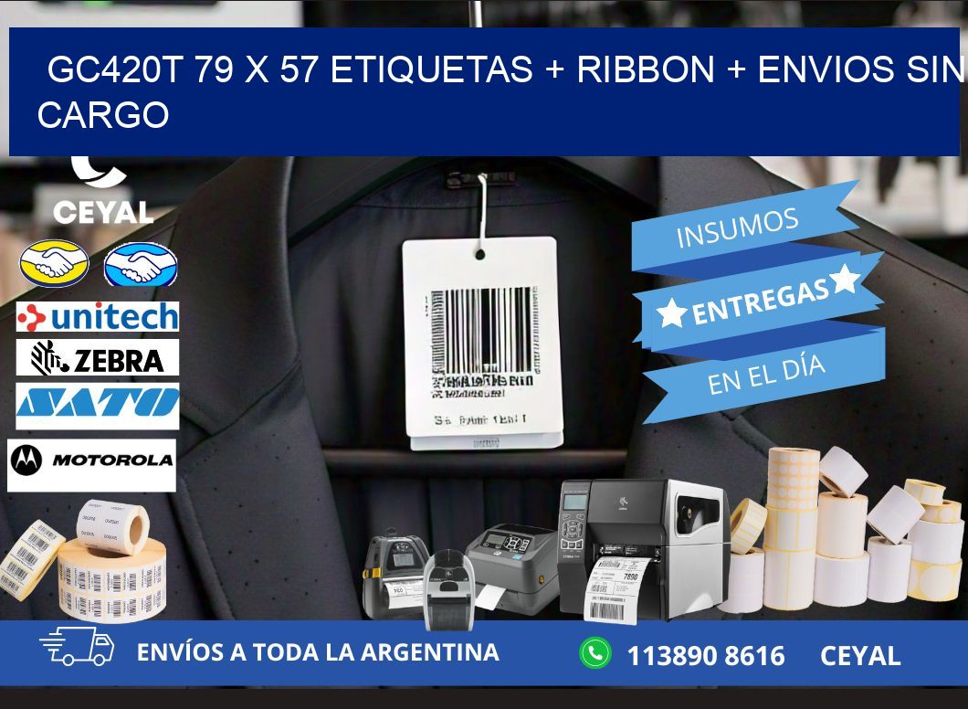 GC420T 79 x 57 etiquetas + ribbon + envios sin cargo