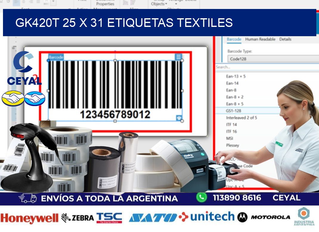 GK420T 25 x 31 ETIQUETAS TEXTILES