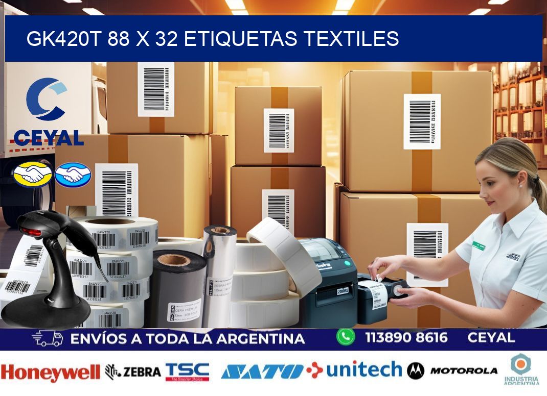 GK420T 88 x 32 ETIQUETAS TEXTILES