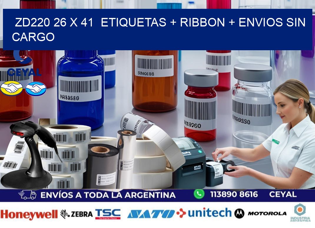 ZD220 26 x 41  etiquetas + ribbon + envios sin cargo