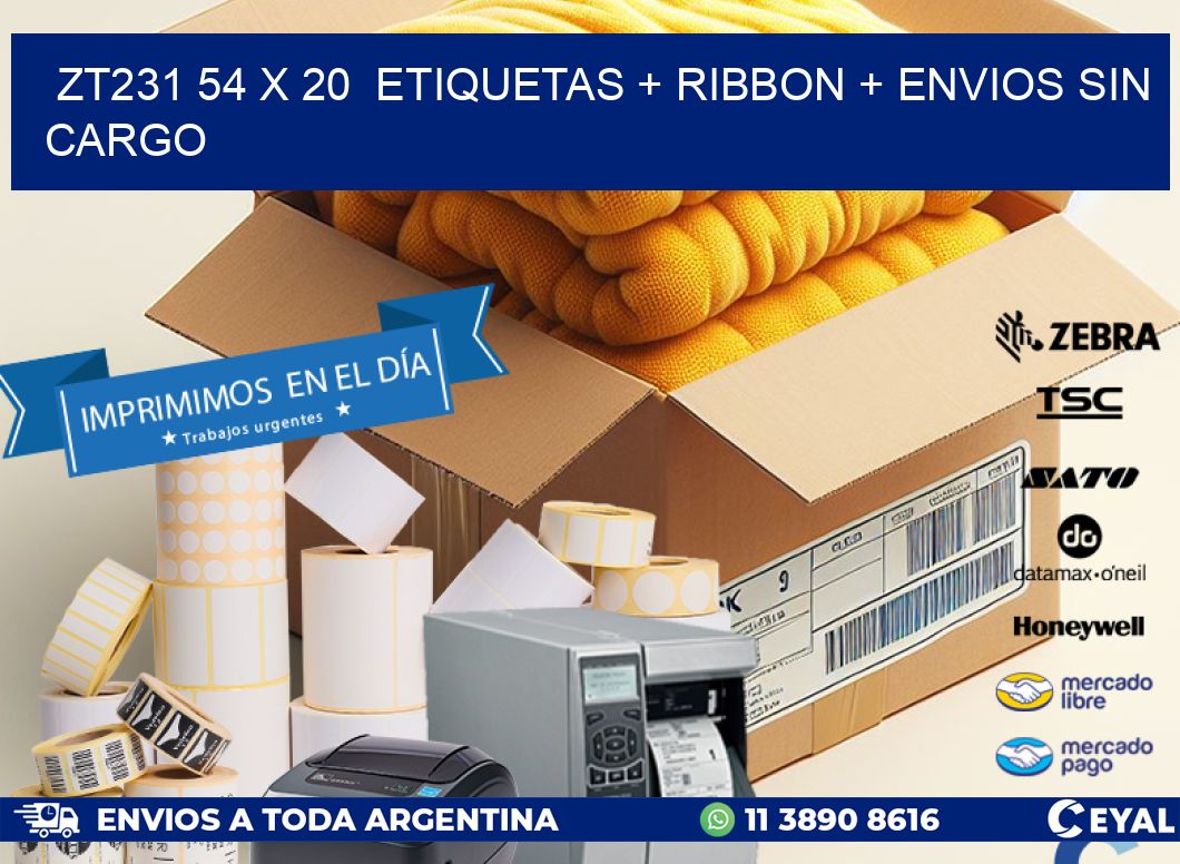 ZT231 54 x 20  etiquetas + ribbon + envios sin cargo