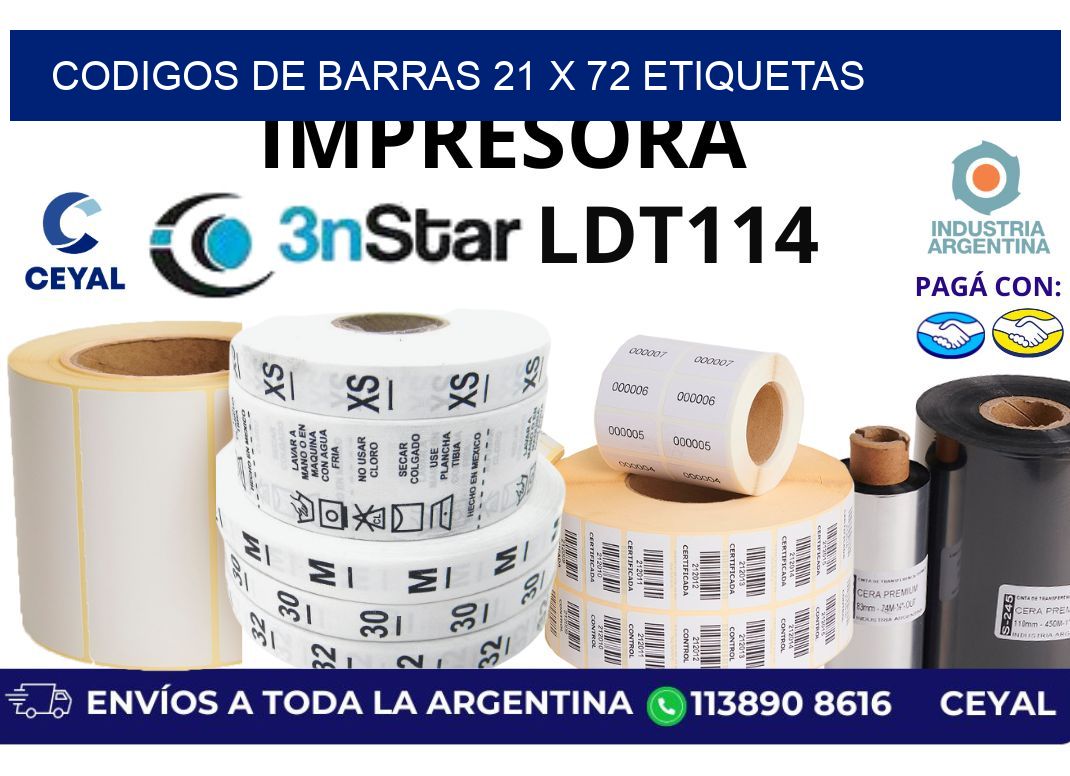 codigos de barras 21 x 72 etiquetas