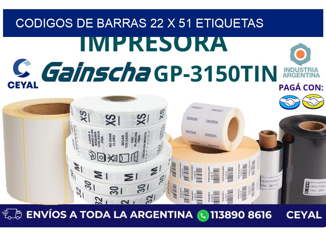 codigos de barras 22 x 51 etiquetas