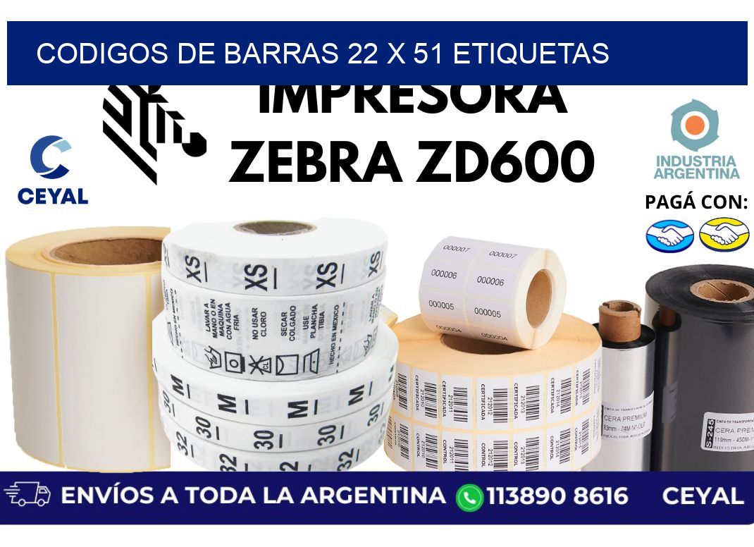 codigos de barras 22 x 51 etiquetas