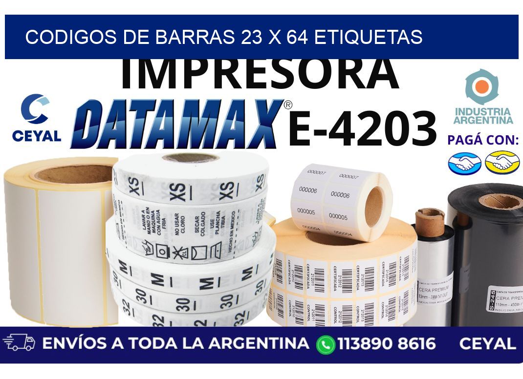 codigos de barras 23 x 64 etiquetas