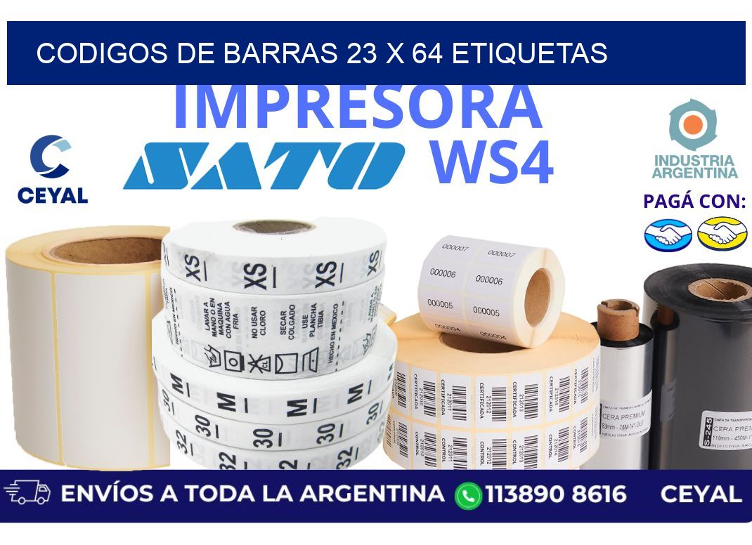 codigos de barras 23 x 64 etiquetas