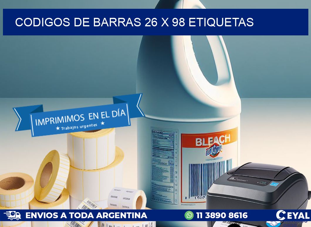 codigos de barras 26 x 98 etiquetas