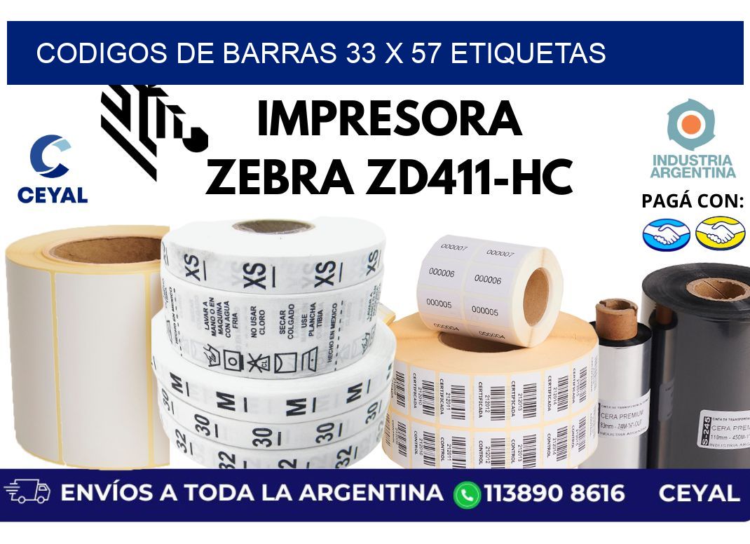 codigos de barras 33 x 57 etiquetas