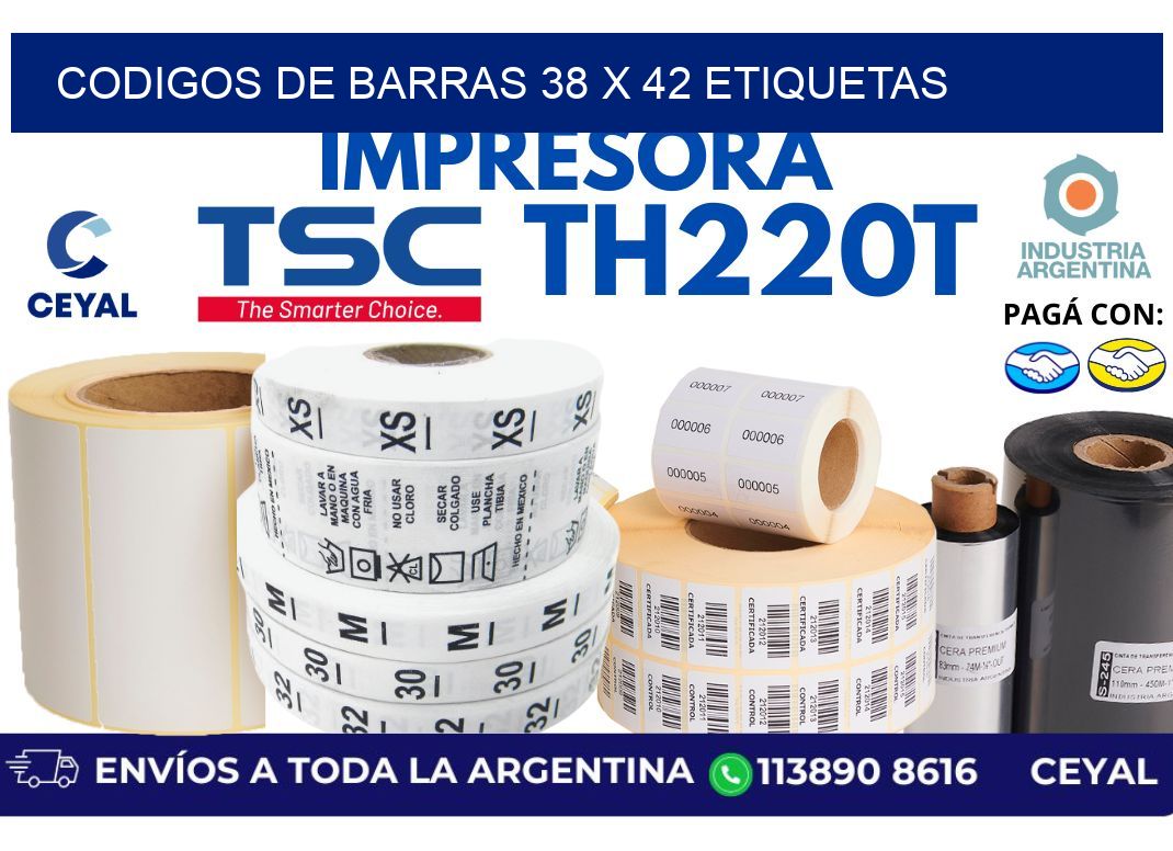 codigos de barras 38 x 42 etiquetas