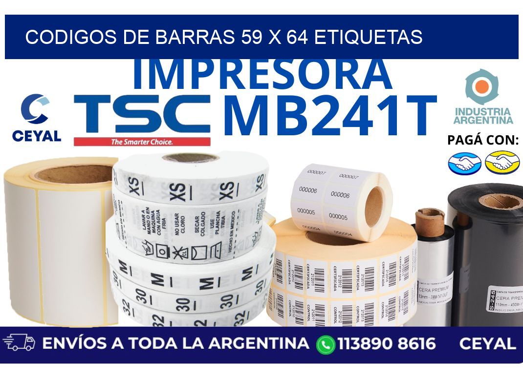 codigos de barras 59 x 64 etiquetas