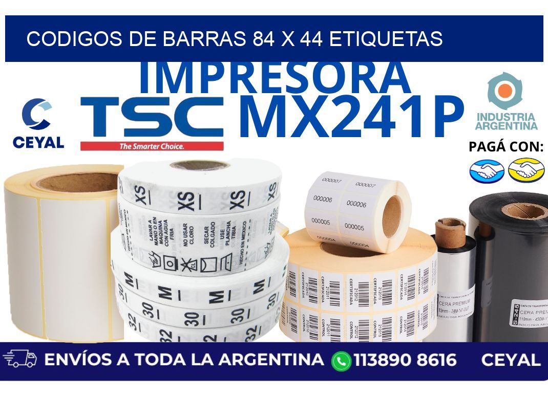 codigos de barras 84 x 44 etiquetas