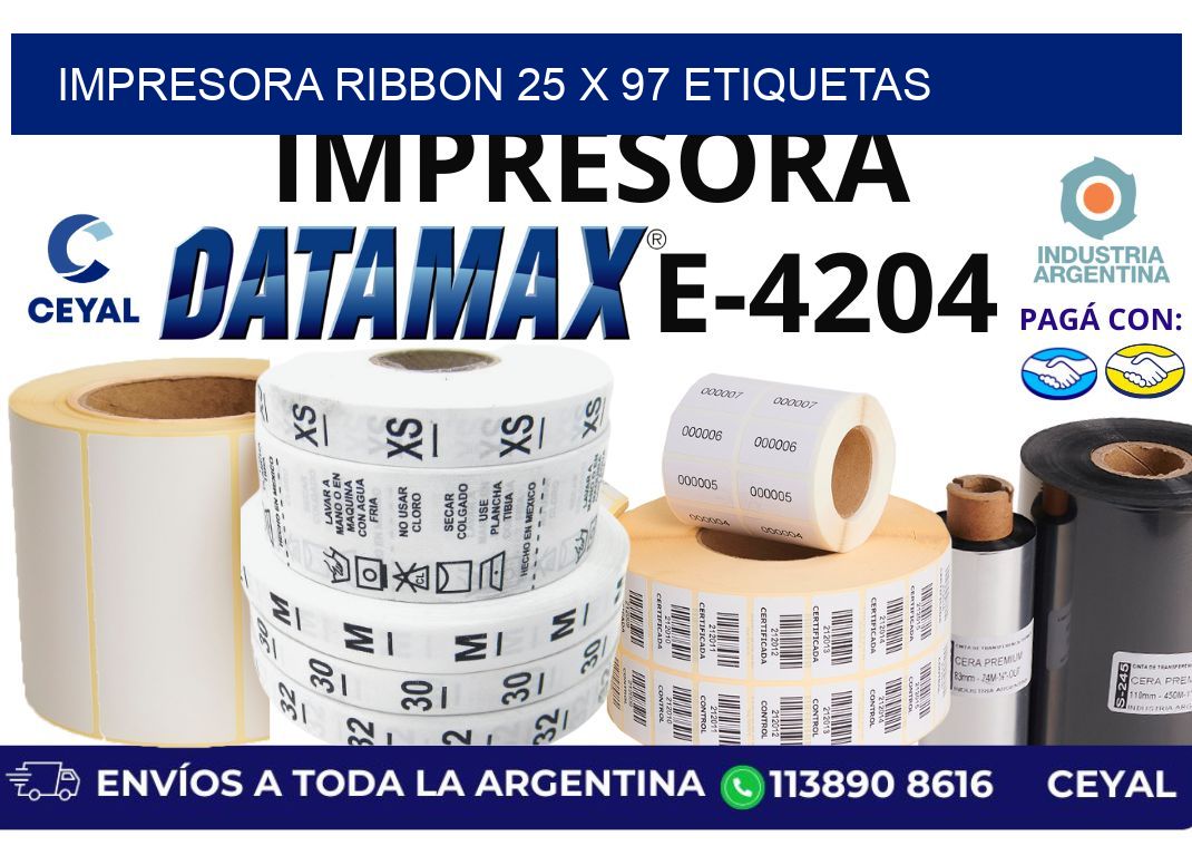 impresora ribbon 25 x 97 etiquetas