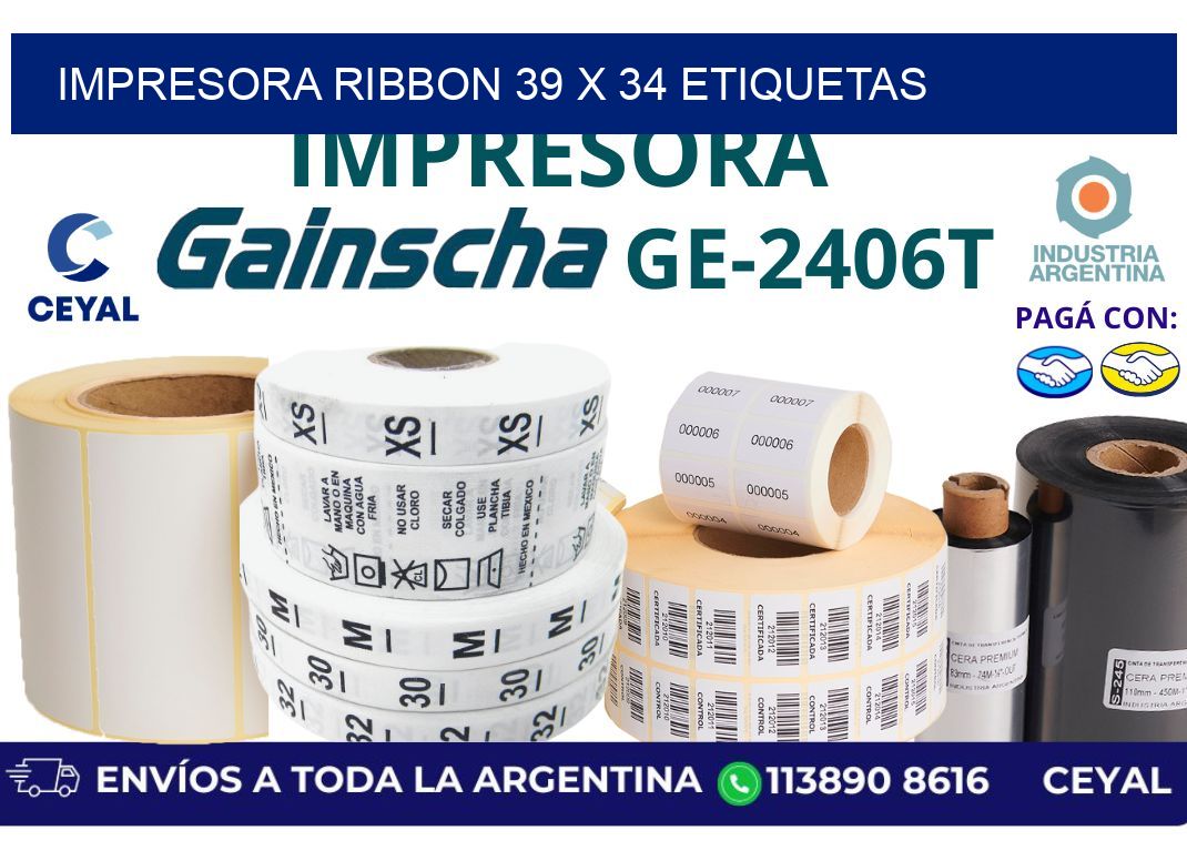 impresora ribbon 39 x 34 etiquetas