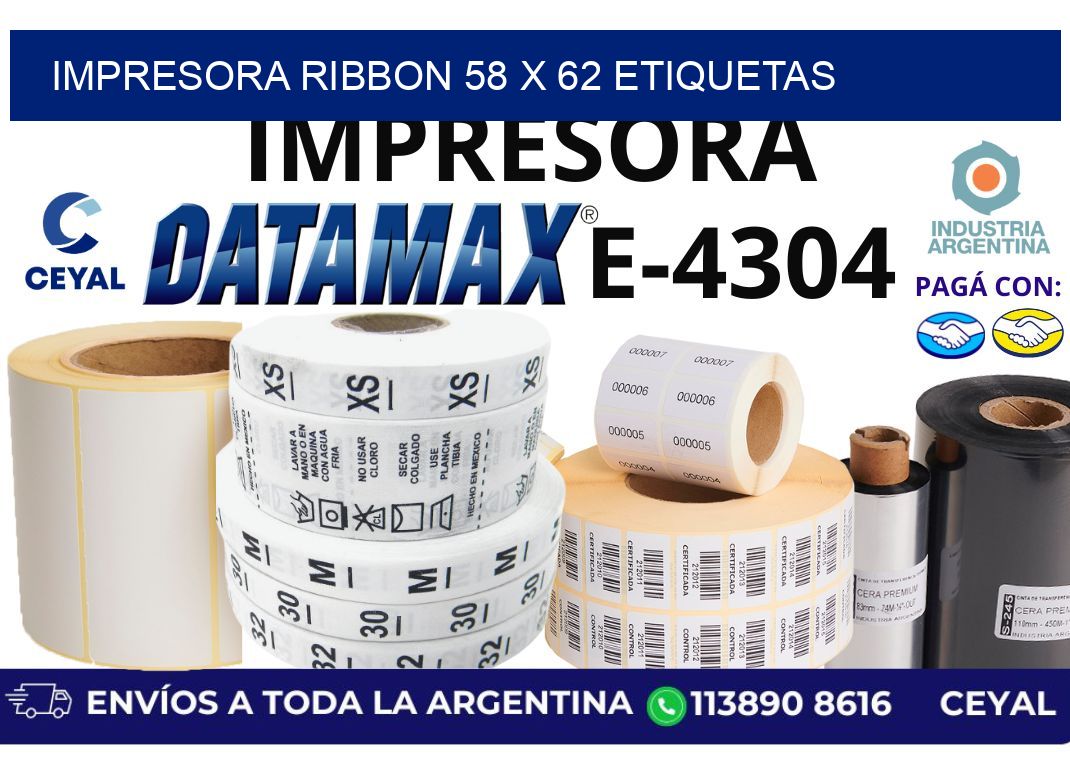 impresora ribbon 58 x 62 etiquetas