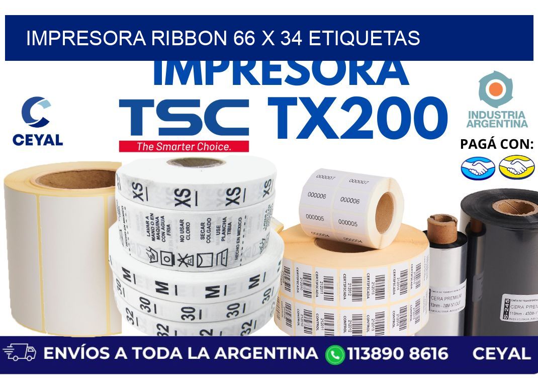 impresora ribbon 66 x 34 etiquetas