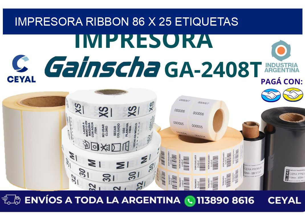 impresora ribbon 86 x 25 etiquetas