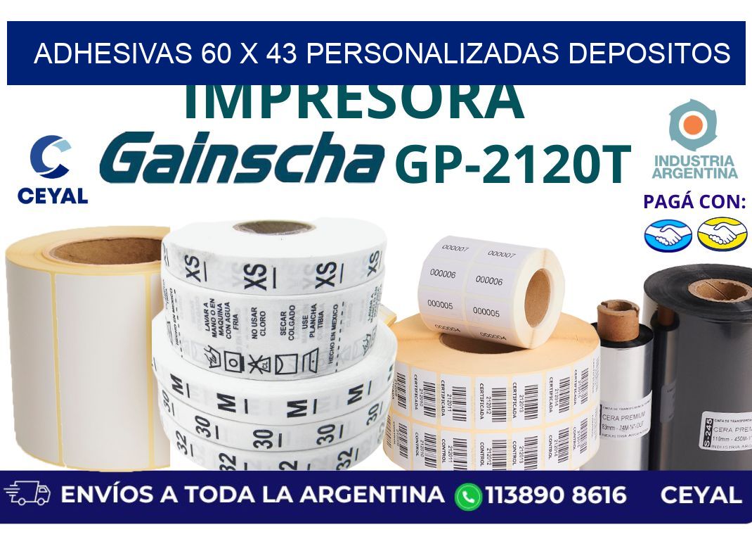 adhesivas 60 x 43 personalizadas depositos