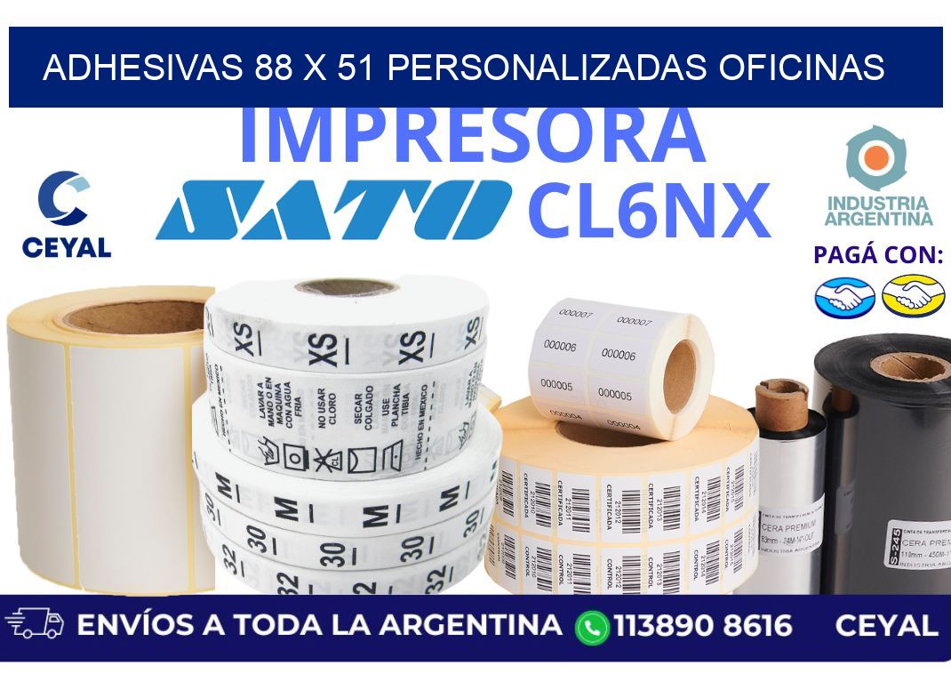 adhesivas 88 x 51 personalizadas oficinas