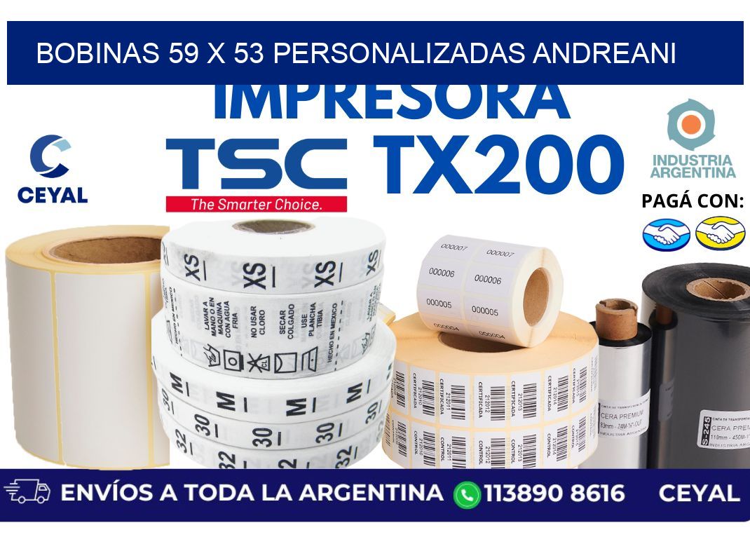 bobinas 59 x 53 personalizadas andreani