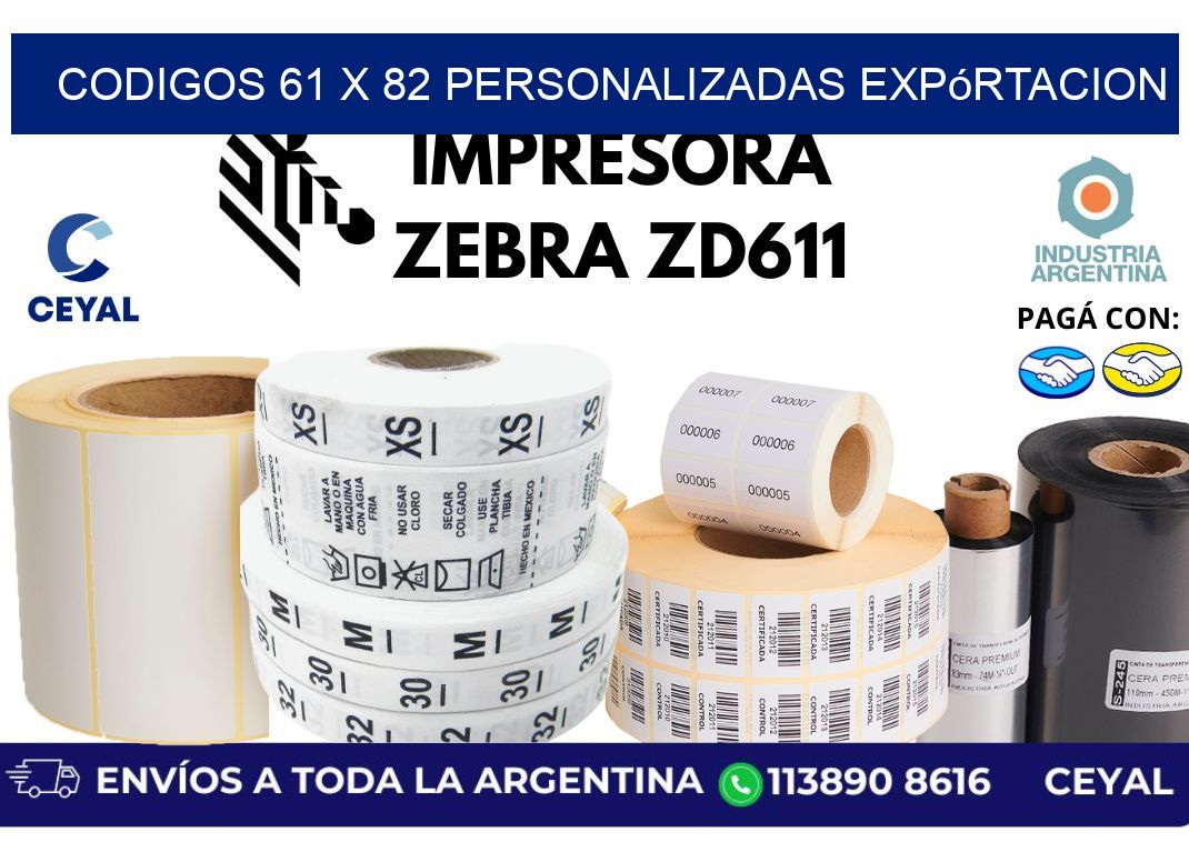 codigos 61 x 82 personalizadas expórtacion