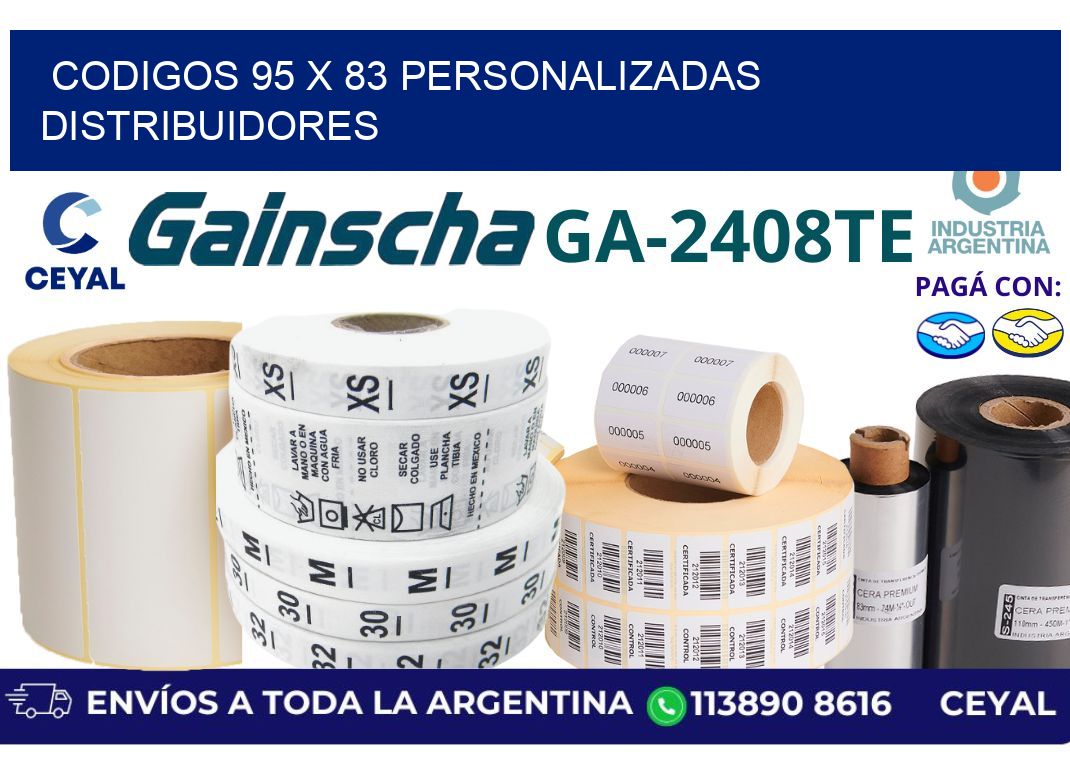 codigos 95 x 83 personalizadas distribuidores