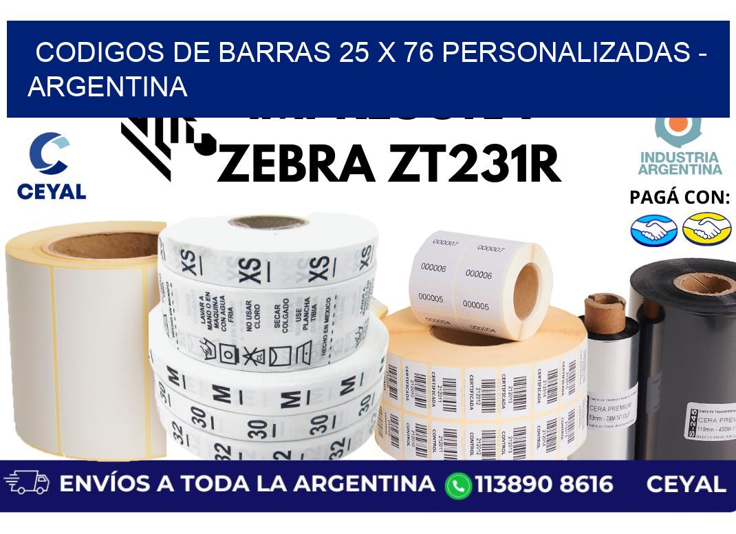codigos de barras 25 x 76 personalizadas - Argentina