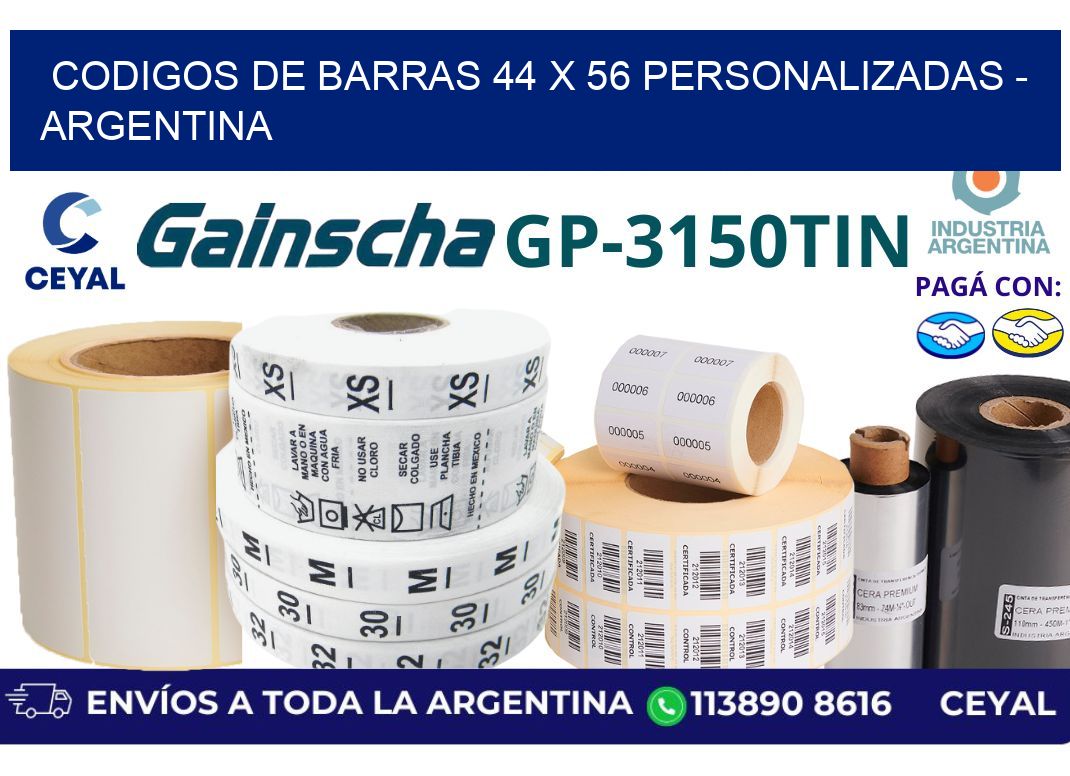 codigos de barras 44 x 56 personalizadas – Argentina