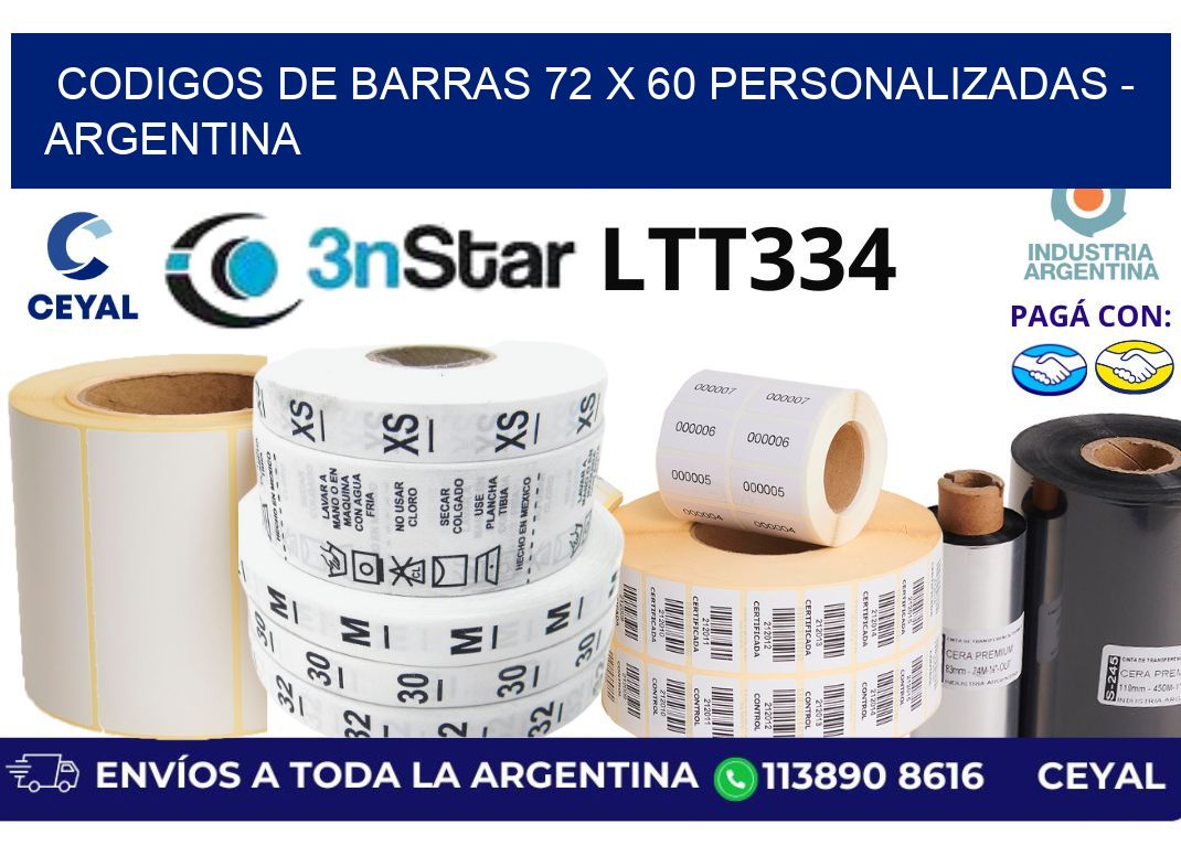 codigos de barras 72 x 60 personalizadas - Argentina