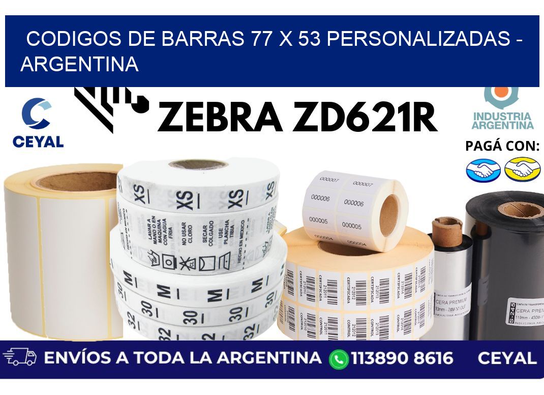 codigos de barras 77 x 53 personalizadas - Argentina
