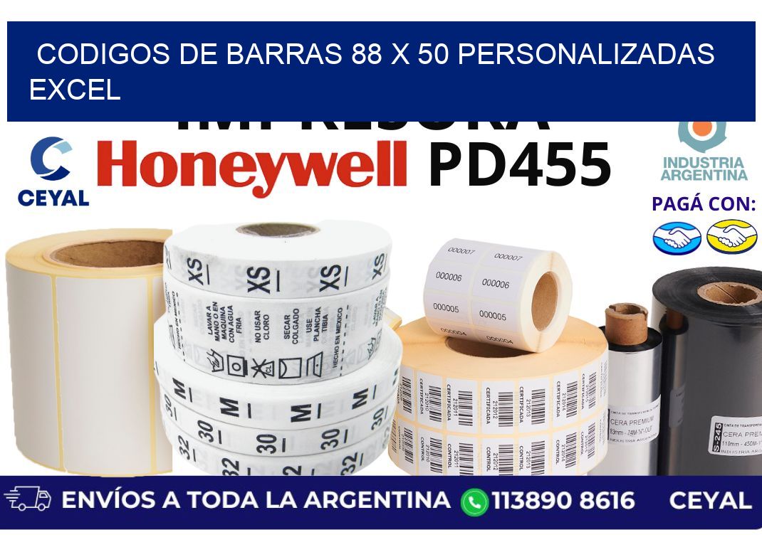 codigos de barras 88 x 50 personalizadas excel