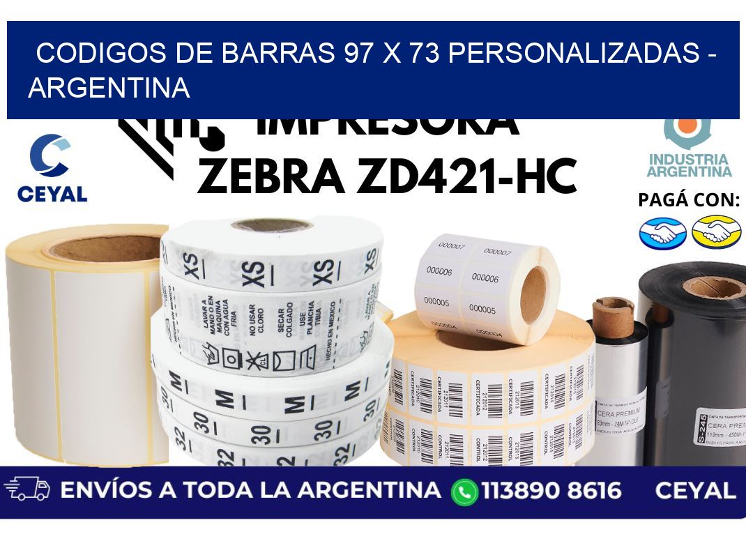 codigos de barras 97 x 73 personalizadas - Argentina