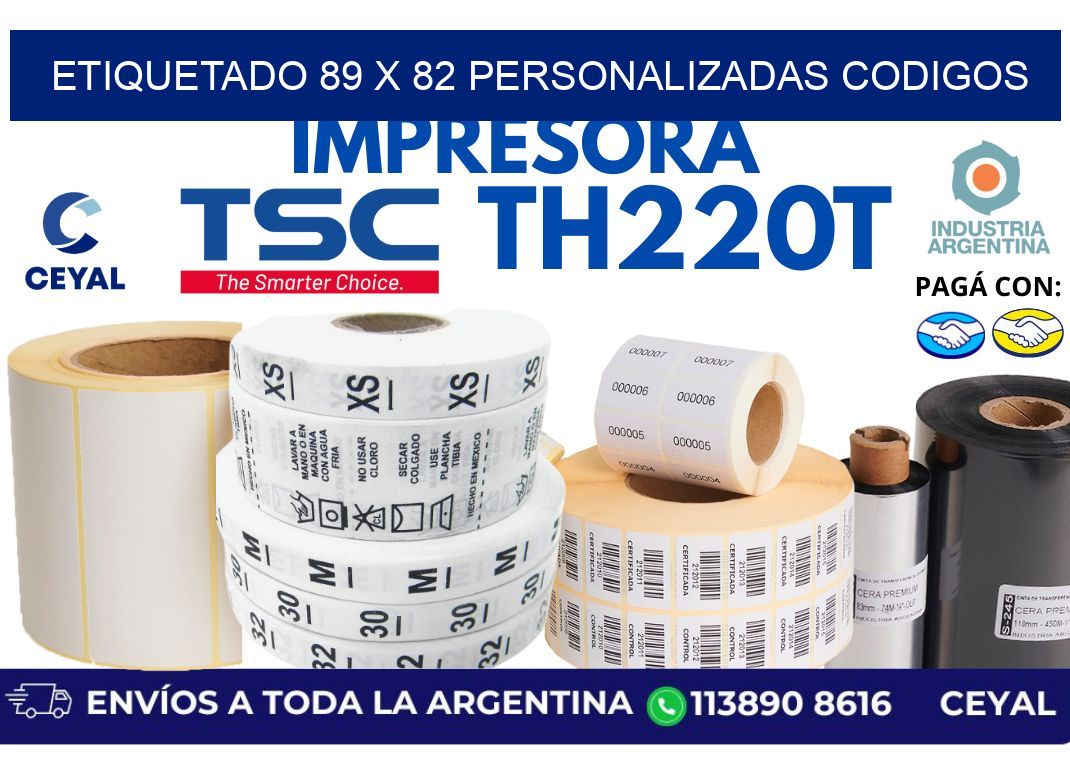 etiquetado 89 x 82 personalizadas codigos