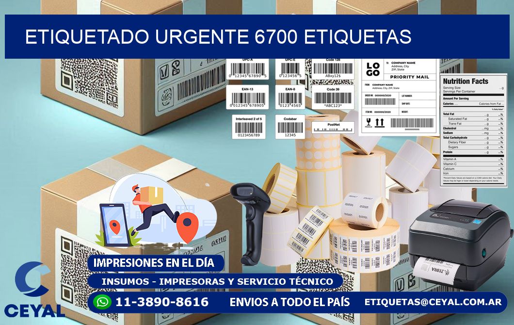 etiquetado urgente 6700 etiquetas