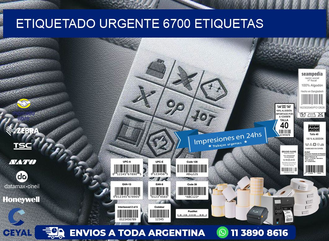 etiquetado urgente 6700 etiquetas