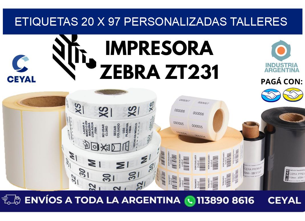etiquetas 20 x 97 personalizadas talleres