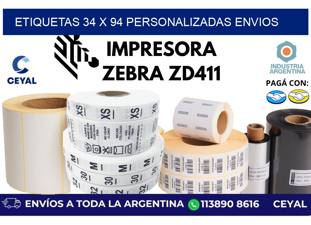 etiquetas 34 x 94 personalizadas envios