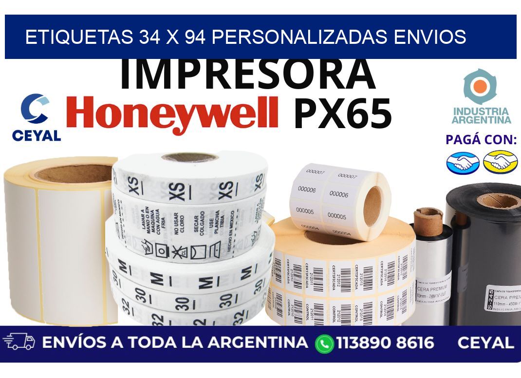 etiquetas 34 x 94 personalizadas envios