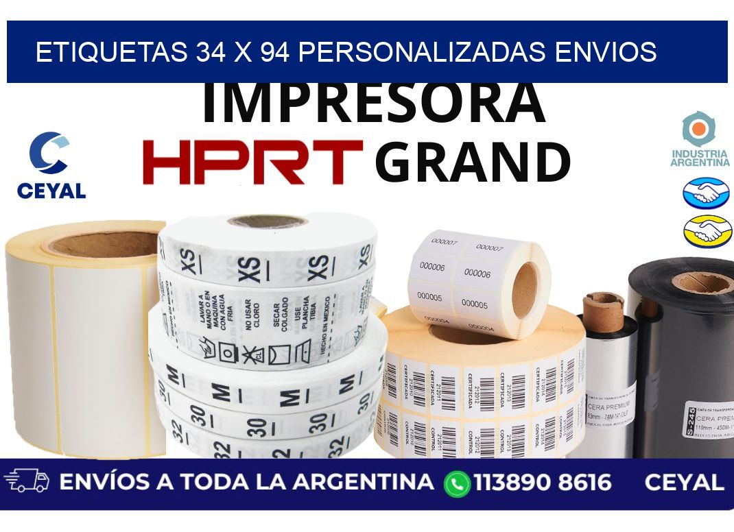 etiquetas 34 x 94 personalizadas envios
