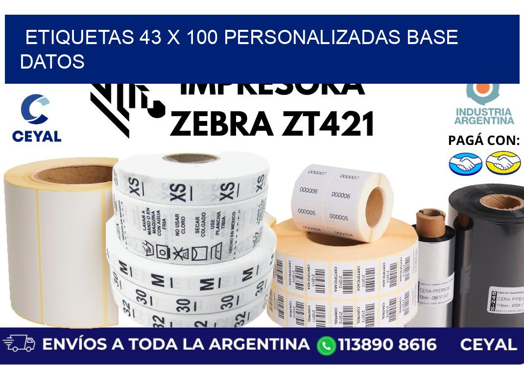 etiquetas 43 x 100 personalizadas base datos