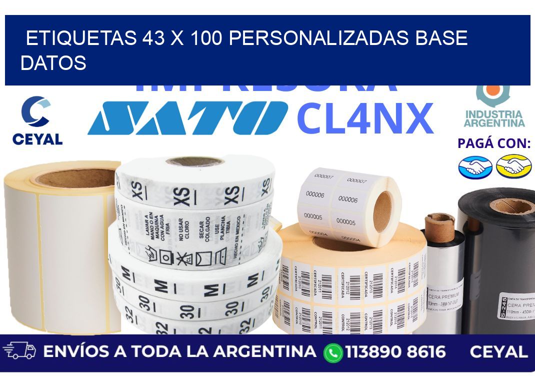 etiquetas 43 x 100 personalizadas base datos