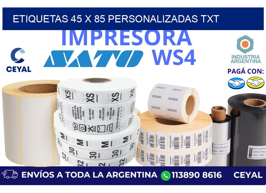 etiquetas 45 x 85 personalizadas txt