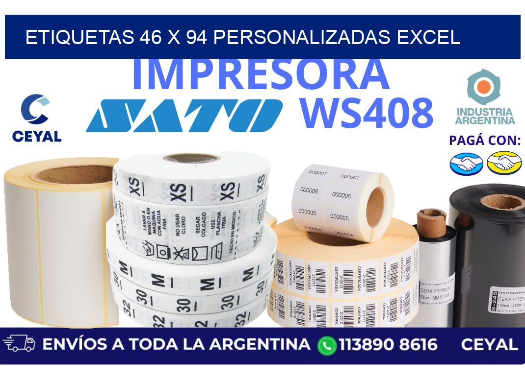 etiquetas 46 x 94 personalizadas excel