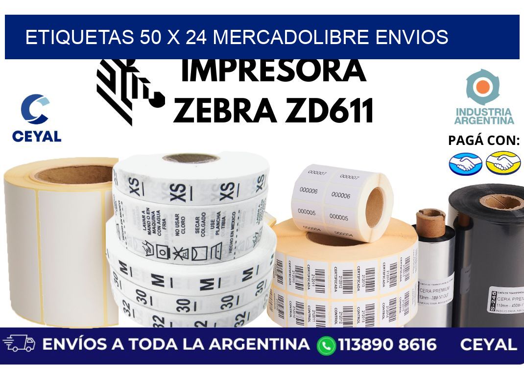 etiquetas 50 x 24 mercadolibre envios